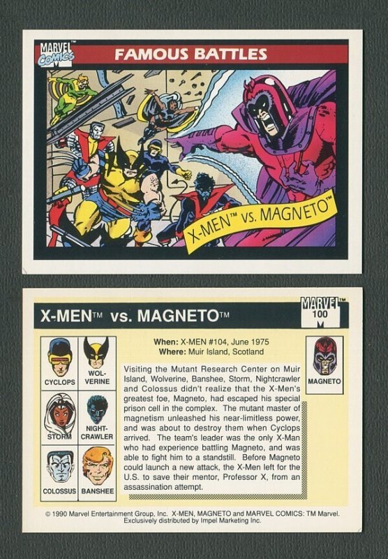 1990 Marvel Comics Card  #100 (X-Men vs Magneto) / NM-MT