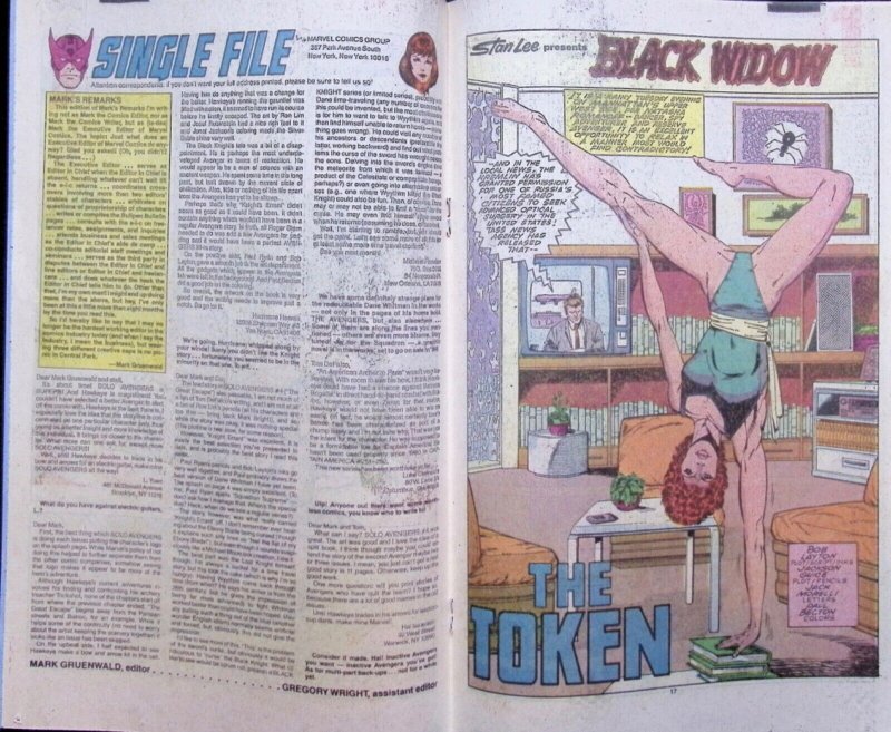 SOLO AVENGERS Comic 7 — Hawkeye and Black Widow — 1988 Marvel Universe VF+ Cond