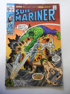 Sub-Mariner #34 (1971) VG Condition centerfold detached at one staple