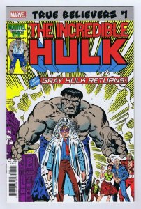 True Believers Gray Hulk Returns #1 2019 Marvel Comics Reprints Hulk 324