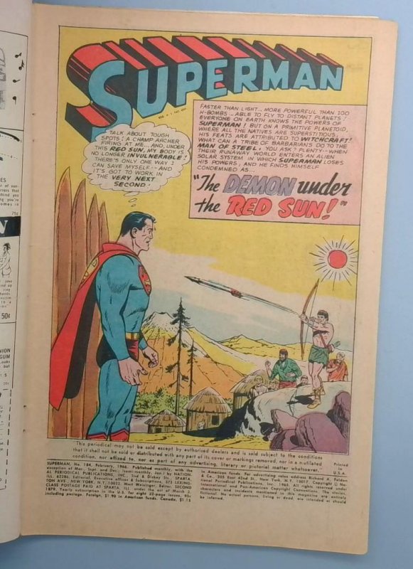 Superman #184 VG DC 1966