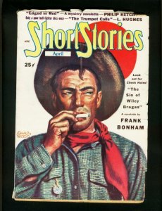 SHORT STORIES APRIL 1949-FRANK GRUBER-HUGH B CAVE-CHARLES WOOD-very good VG