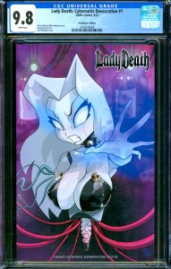 Lady Death Cybernetic Desecration #1 Mendoza Deathinator Ed. Coffin CGC 9.8