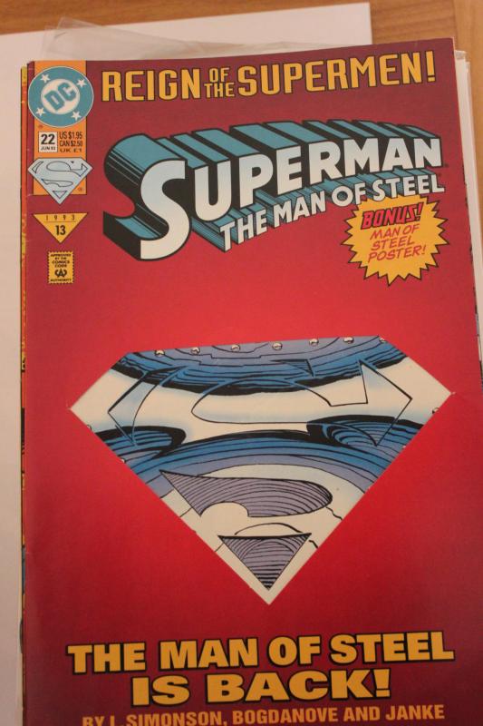 Superman the Man of Steel 22 die cut VF