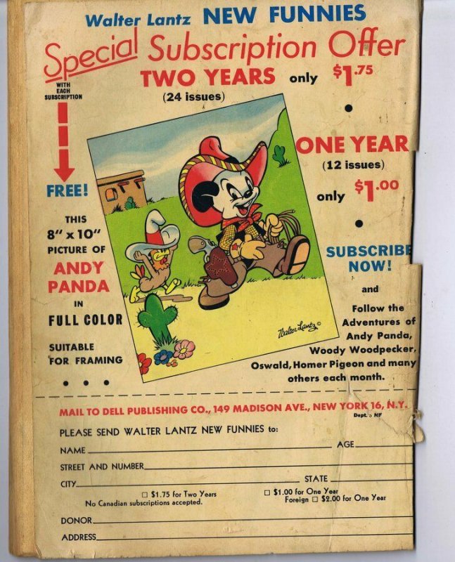 New Funnies #135 ORIGINAL Vintage 1948 Dell Comics Woody Woodpecker