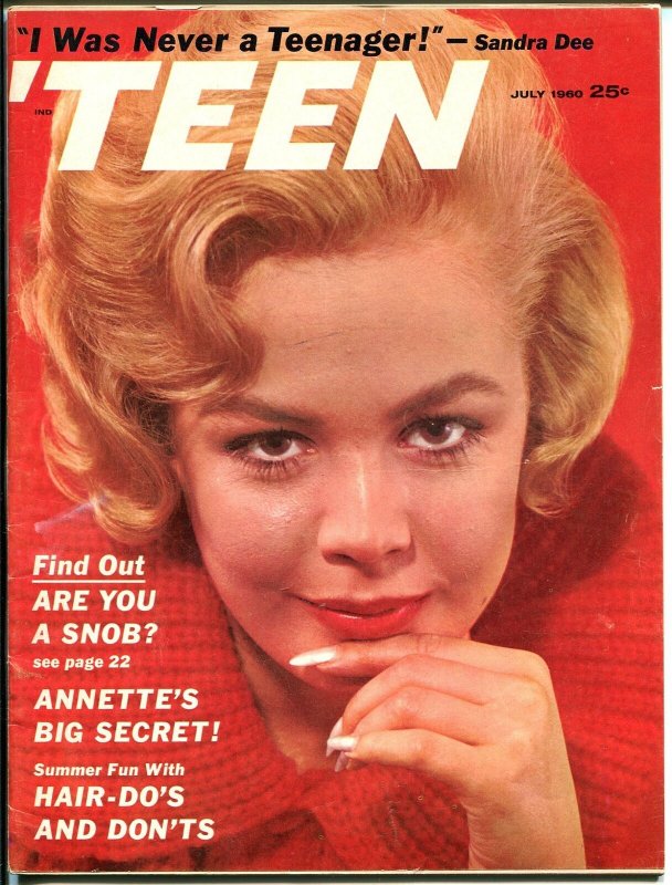 'Teen 7/1960-Petersen-Sandra Dee-Annette-Jimmy Clanton-Fashions-FN 