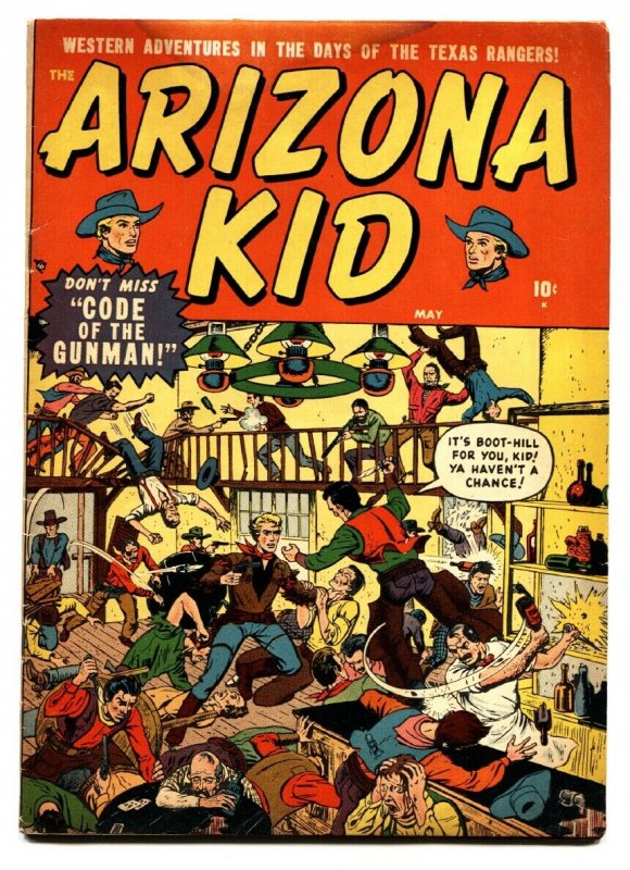 ARIZONA KID #2 1951-ATLAS-BAR FIGHT COVER-WESTERN THRILLS-vg-