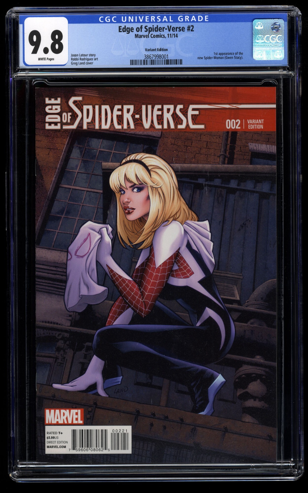 Edge Of Spider Verse Cgc Nm M Greg Land Variant St Spider Gwen Comic Books Modern