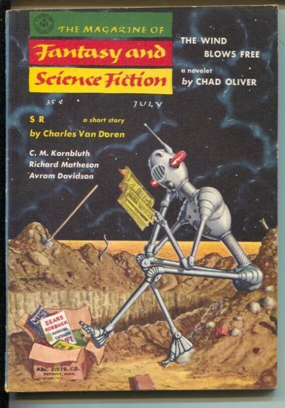 Magazine of Fantasy & Science Fiction 7/1957-Mercury-robot cover-Mel Hunter-K...