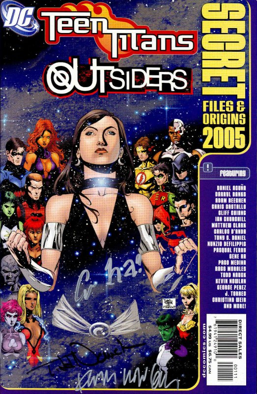 Teen Titans Outsiders Secret Files and Origins 2005 signed x3 Ha Nauck Nowlan NM