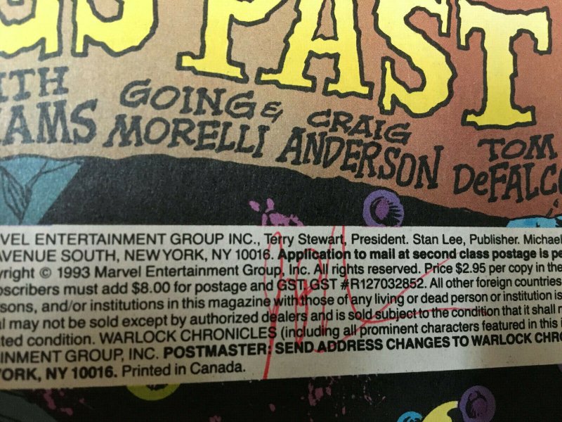 WARLOCK CHRONICLES #1 VF-NM SIGNED BY TOM RANEY AND JIM STARLIN (RED) INSIDE