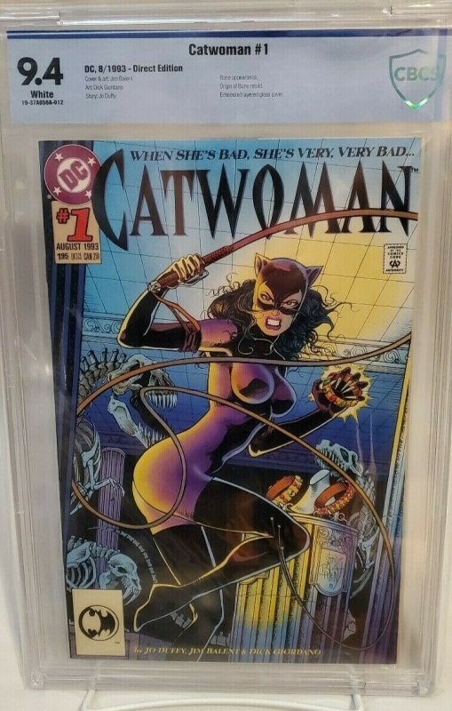 CATWOMAN #1 - CBCS 9.4 - WHITE PAGES - BANE APPEARANCE - EMBOSSED COVER 