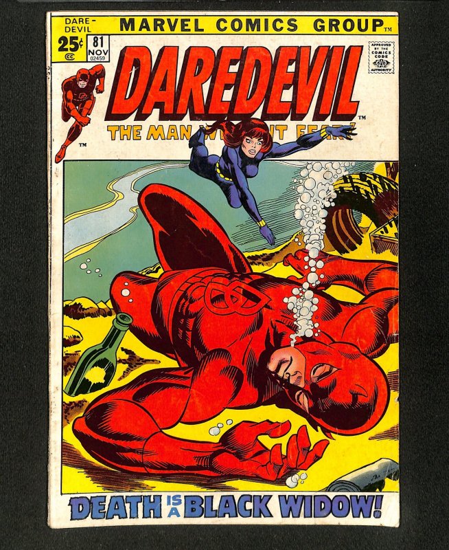 Daredevil #81 1st Black Widow Story Team-up!  Marvel!