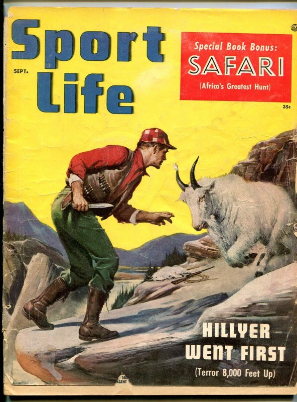 Sport Life September 1955-ATLAS-ANIMAL ATTACK COVER-SAFARI- FR/G
