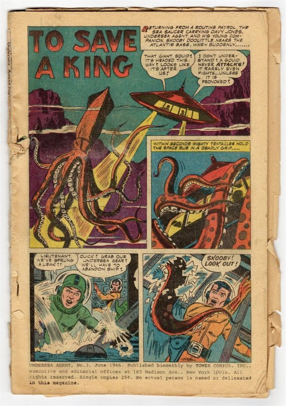 Undersea Agent #3 ORIGINAL Vintage 1966 Tower Comics