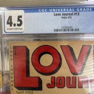 LOVE JOURNAL #13 CGC 4.5 ORBIT PUBLICATIONS 1952 OW/White Pages
