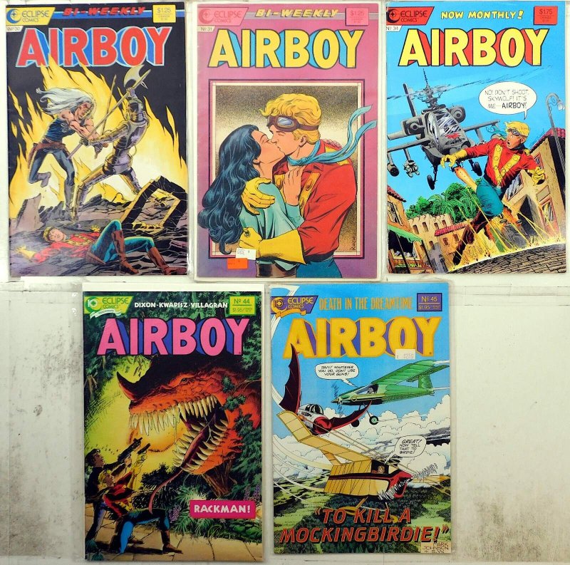 Airboy Lot of 5 #30, 31, 34, 44, 45 (1987) Eclipse Comics 1st Print Comic Books
