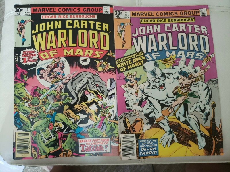 John Carter Warlord of Mars 1977. Books #1, 2 VF