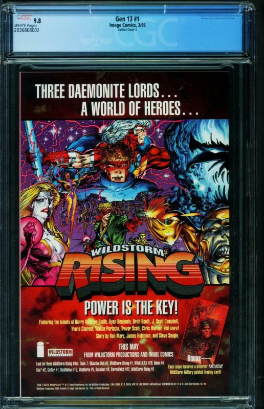 Gen 13 #1 1995 CGC 9.8-Variant D Barbari-Gen cover-2036868002