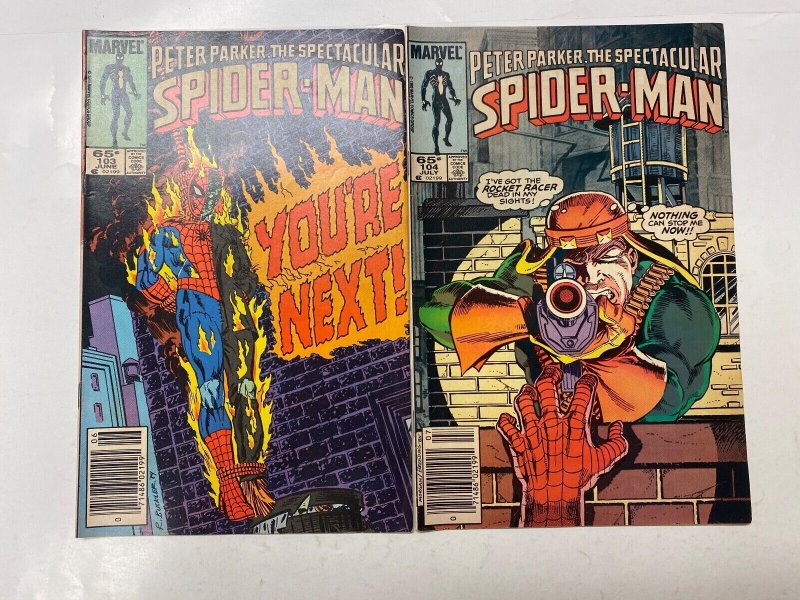 4 MARVEL comic books Peter Parker, Spectacular #103 104 115 206 75 KM14