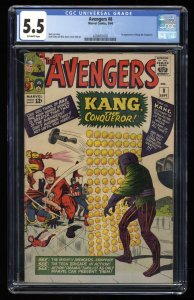 Avengers #8 CGC FN- 5.5 1st Appearance Kang The Conqueror! Jack Kirby Cover!
