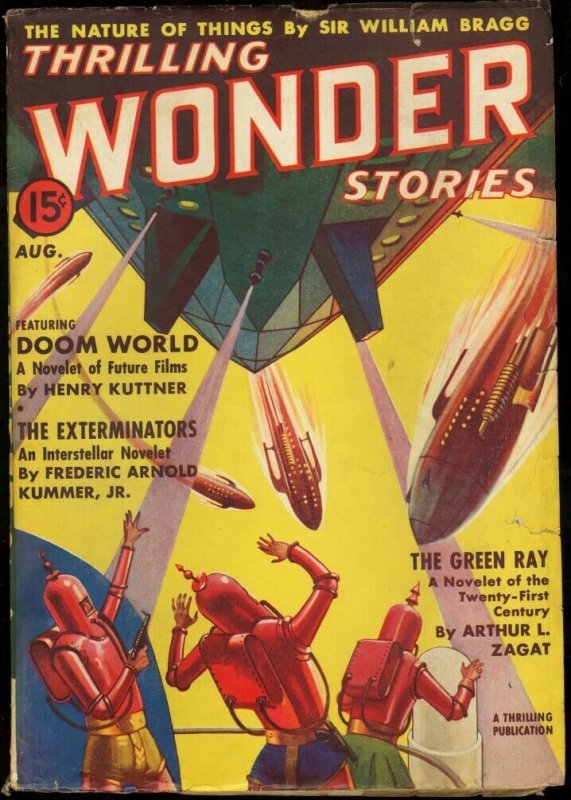 THRILLING WONDER STORIES 1938 AUG-COOL SCI-FI PULP VG