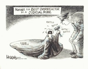 Baby Judge Heiple Chicago Sun-Times Newspaper Cartoon - 1996 art Jack Higgins