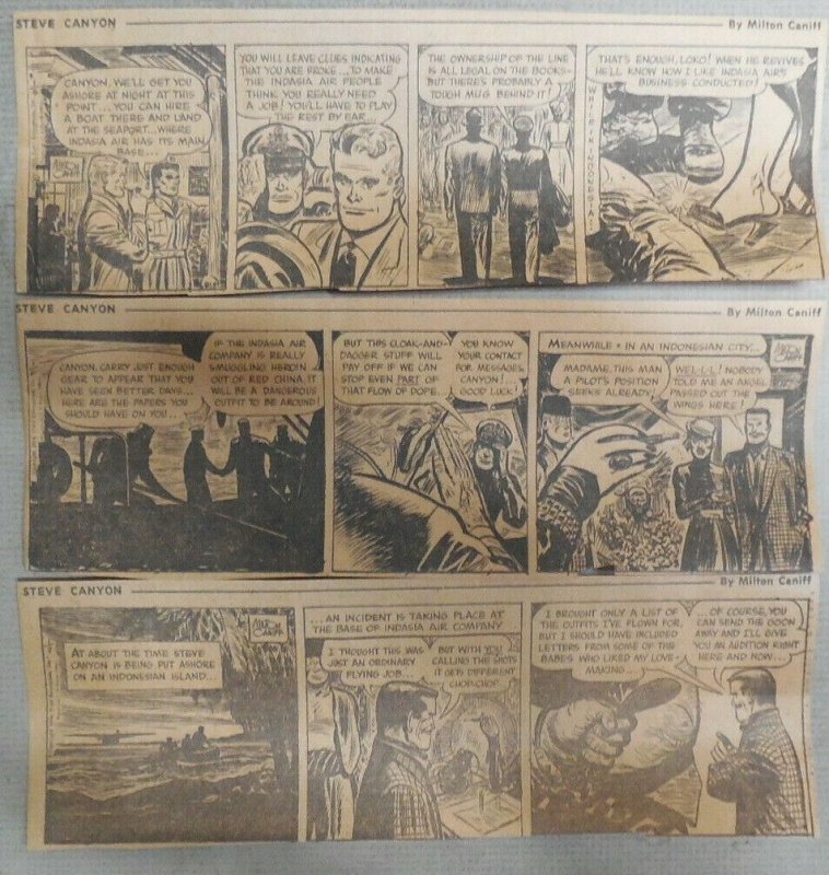 (311) Steve Canyon Dailies by Milton Caniff  from 1954 Size: 3 x 8 inches