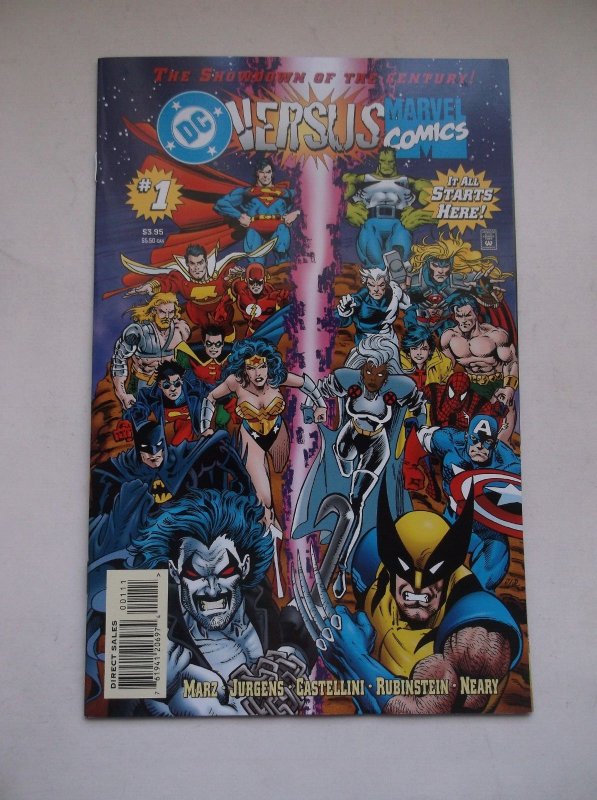 DC VS MARVEL #1-4+HTF PREVIEW W/CARDS, COMPLETE SET, 1ST PRINTS, 1996, NM!!! 