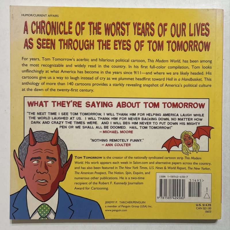 Hell in a Handbasket Political Cartoons by Tom Tomorrow SIGNED TPB