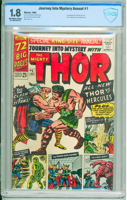 Journey Into Mystery Annual (1965) CBCS 1.8 1st App of Hercules & Zeus!