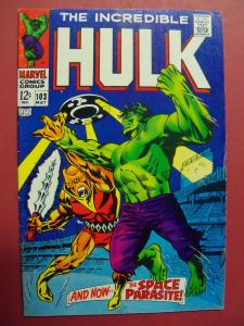 THE INCREDIBLE HULK #103 OCT 1968 (9.0 VF/ NM) 1st app Space Parasite Key issue