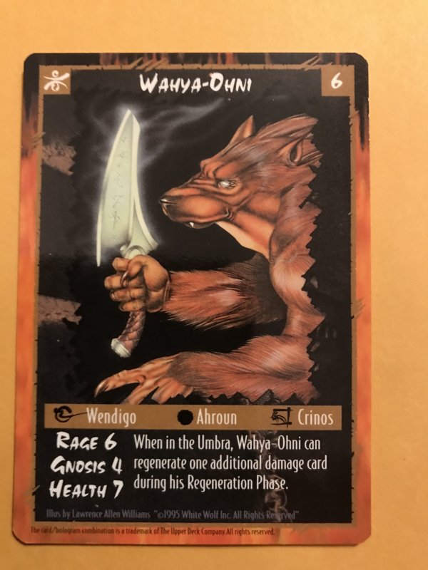 WAHYA-OHNI :RAGE Werewolf UMBRA Character Card; White Wolf TCG; Wendigo tribe