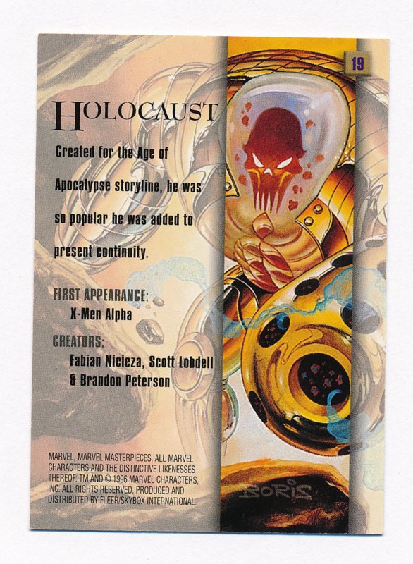 1996 Marvel Masterpieces #19 Holocaust