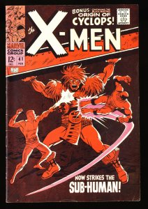 X-Men #41 FN+ 6.5 Sub-Human! 1st Appearance Grotesk! Origin of Cyclops!