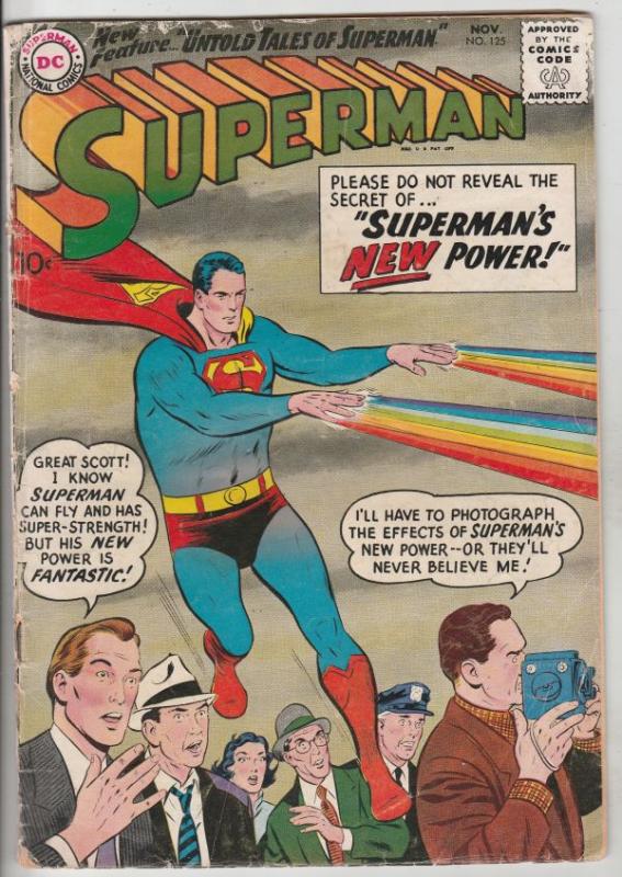 Superman #125 (Nov-58) VG+ Affordable-Grade Superman, Jimmy Olsen,Lois Lane, ...