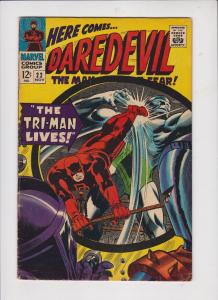 DAREDEVIL-V1-#22-1965--THE TRI MAN LIVES--ALL SILVER