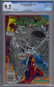 AMAZING SPIDER-MAN #328 CGC 9.2 TODD MCFARLANE HULK NEWSSTAND 