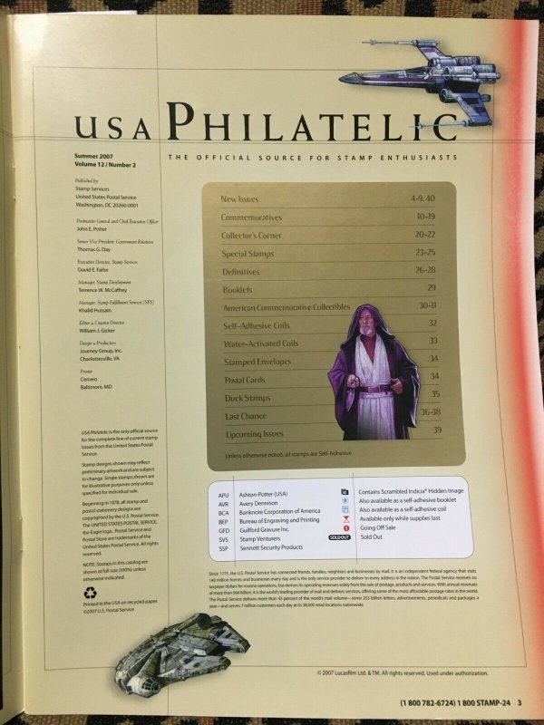 USA PHILATELIC Summer 2007 - STAR WARS Edition 39 Page Catalog