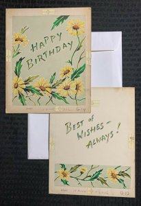 BEST OF WISHES ALWAYS Yellow Flowers 2pcs 8x10 Greeting Card Art #B1108