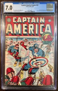 CAPTAIN AMERICA COMICS #25 - CGC-7.0, OW-W - Timely - Golden Age