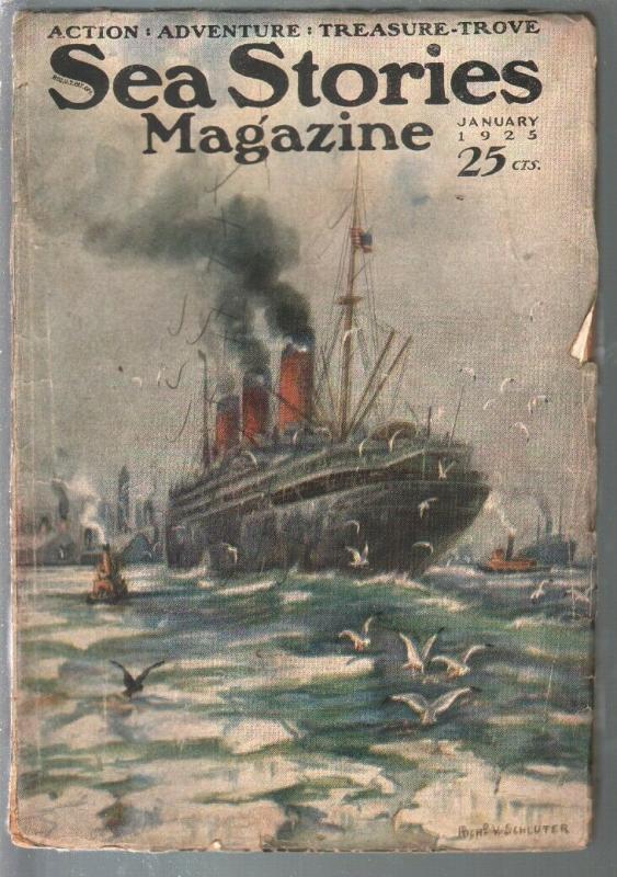 Sea Stories 1/1925-Richard V Schulter cover-rare adventures title-VG