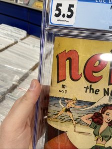 NELLIE THE NURSE #1 CGC 5.5 OW PAGES  MARVEL COMICS 1945