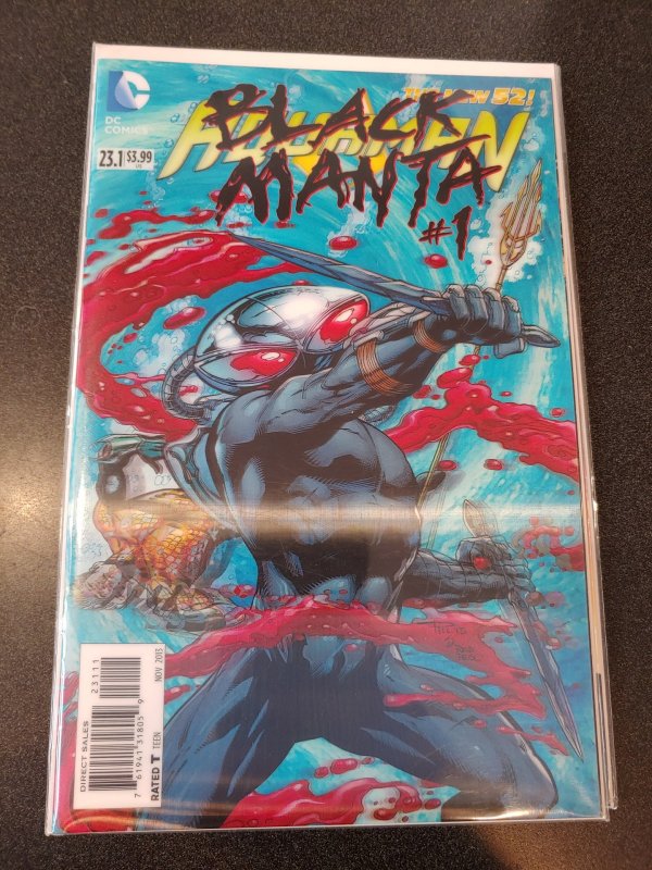 AQUAMAN #23.1 (2013) BLACK MANTA Lenticular 3D Cover First Printing