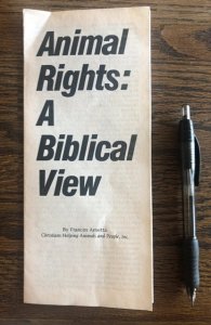 Animal rights: A biblical view, Arnetta, 1980s brochure