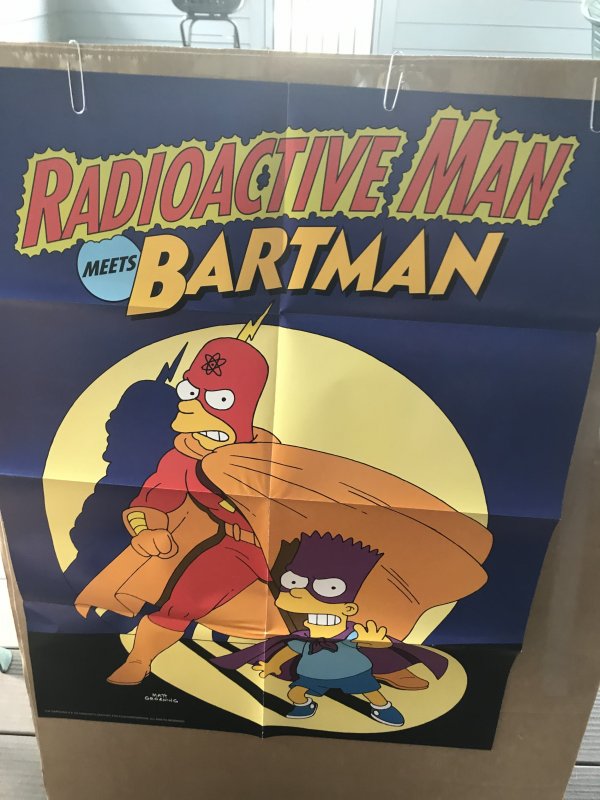 RADIOACTIVE MAN & BARTMAN BONGO SIMPSONS Folded Promo Poster : 1993 NM 20” x 26”