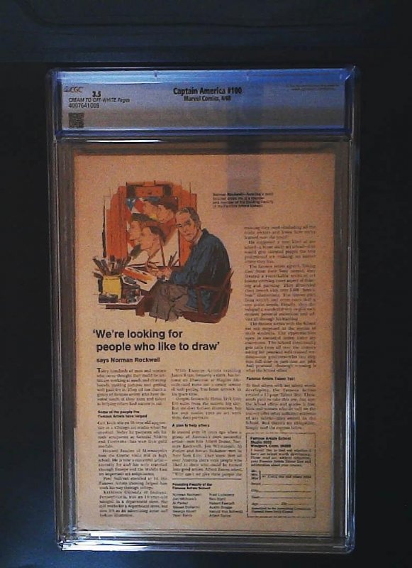 Captain America #100, CGC 3.5, Marvel Comics, 1968