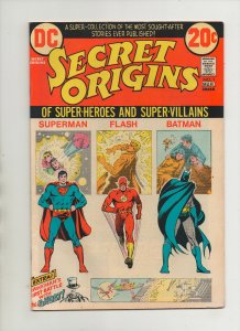 Secret Origins #1 - Superman Flash Batman! - (Grade 7.5) 1973