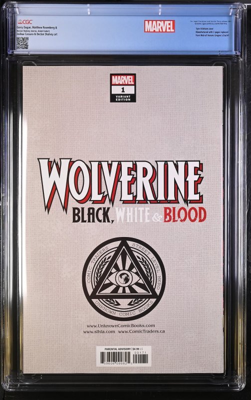 Wolverine: Black, White & Blood 1 CGC 9.8 Kirkham Error Edition Virgin Variant