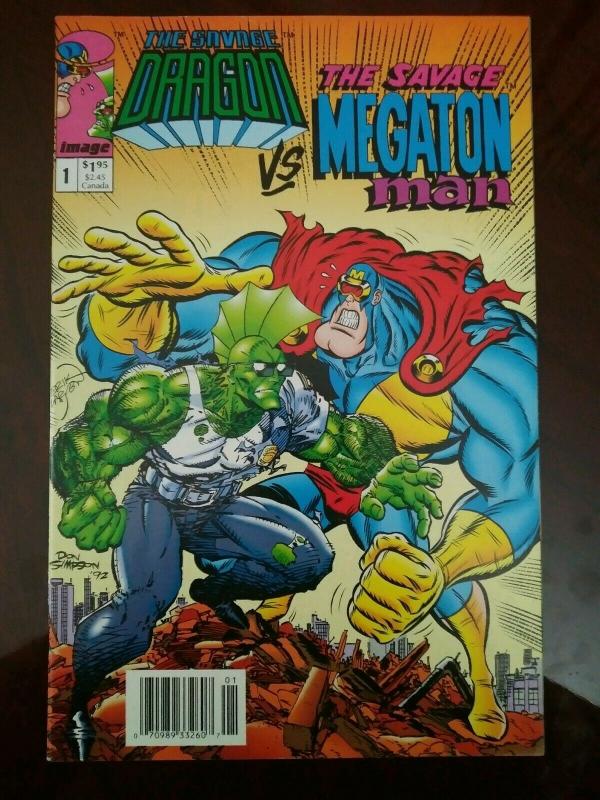 Savage Dragon vs Megaton Man #1 (1993) UPC Newsstand Edition HTF